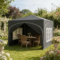 SUCCESS COURIER Garten-Pavillon, 300 x 300 x 256 cm, Sonnenschutz, klappbar, wasserabweisend, Grau