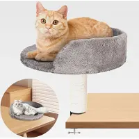 Markenlos Katzen-Schreibtischbett mit Kratzsäule und weicher Plüschpolsterung. Ermöglicht Ihrer Katze, gemeinsam mit Ihnen zu Lernen und zu Arbeiten. Bis zu 4 kg belastbar