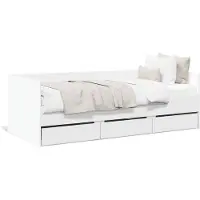 DKD Home Decor vidaXL Tagesbett mit Schubladen ohne Matratze Weiß 100x200 cm