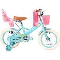 Bolt Kinderfahrrad 14 Zoll (36 cm) Unisex – Mit Stützrädern, Korb, Klingel & Puppensitz – Blau