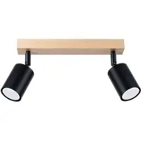 Licht-Erlebnisse Spot Metall Holz GU10 verstellbar Natur Schwarz 2-flammig länglich Skandinavisch