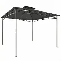 Welikera Pavillon 3x3m Wasserabweisend Stabil Winterfest Gartenpavillon mit zurückziehbar Obenrahmen Doppeldach Dunkelgrau
