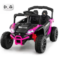 Goplus Elektroauto für Kinder, Elektrofahrzeug 12V, mit Musik, Hupe, Scheinwerfer, Fernbedienung & Pedal, Kinderfahrzeug für Kinder ab 3 Jahren