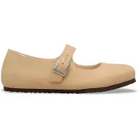 Birkenstock für Damen. 1031539 Ballerinas aus Leder Santa Clarita (Reguläre Passform) beige (39), Wohnung, Schnalle, Lässig