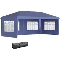 SUCCESS COURIER Pavillon 2,95x5,85m – Partyzelt & Faltpavillon mit UV-Schutz, Pop-Up mit Fenstern & Seitenwänden, aus Oxford & Stahl, Blau