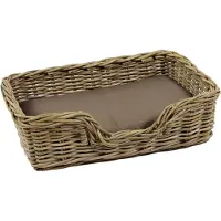 Locker Kobolo Hundekorb Hundesofa aus stabilem Rattan geflochten inkl. Kissen 63x42x18 cm
