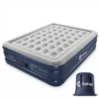 Sekey 203 x 152 x 46 cm Luftmatratze Selbstaufblasend Luftbett mit integrierter Pumpe für 2 Personen, Grau