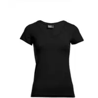 Promodoro Damen Slim Fit V-Ausschnitt T-Shirt 3086 black XXL
