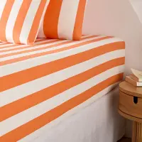La redoute interieurs Spannbettlaken Hendaye Orange Aus Baumwolle, Steghöhe 25 Cm, Streifendruck