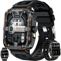 SGDDFIT Smartwatch Herren mit Telefonfunktion, Taschenlampe, 5ATM Wasserdichte Sportuhr Bluetooth Anrufe Fitness Schlafmonitor,