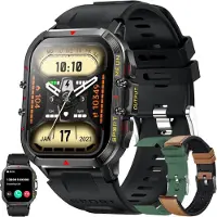 SGDDFIT Herren Smartwatch mit Telefonfunktion 1.96 Inch Touchscreen IP68 Sportuhr mit 100 Sportmodi Fitness Uhr Herzfrequenz Schlaf Blutdruck Pedometer