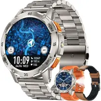 SGDDFIT 1.53'' AMOLED Smartwatch mit Telefonfunktion Fitnessuhr Herren Damen 100 Sportmodi Pulsmesser Schlafmonitor 5ATM wasserdicht 400mAh Akku Android iOs