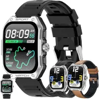 SGDDFIT GPS Smartwatch Herren 1.83 Zoll AMOLED Fitnessuhr mit Telefonfunktion 100 Sportmodi Herzfrequenz Schlafmonitor 5ATM Wasserdicht Android iOS