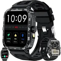 SGDDFIT Smartwatch Herren mit Telefonfunktion, Taschenlampe, 5ATM Wasserdichte Sportuhr Bluetooth Anrufe Fitness Schlafmonitor,