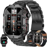 SGDDFIT Smartwatch Herren mit Telefonfunktion, 5ATM Wasserdicht 1,96" HD mit Bluetooth Anrufe mit Herzfrequenzmonitor Schlafmonitor fur Android IOS