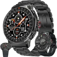 SGDDFIT Smartwatch Herren mit Telefonfunktion, 1,85" AMOLED Runder Großbildschirm Sportuhr mit Anrufe Fitnessuhr Herzfrequenzmonitor Schlafmonitor Android IOS