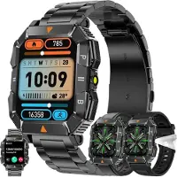 ZPIMY für Herren mit Telefonfunktion Taschenlampe, AMOLED 5ATM Fitnessuhr mit Schrittzähler, Herzfrequenz, Schlafmonitor, 123 Sportmodi Aktivitätstracker
