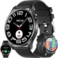 ZPIMY Smartwatch mit Telefonfunktion, 1,43” AMOLED 5ATM Fitnessuhr Taschenlampe Schrittzähler Herzfrequenz, SpO2, Sportuhr Aktivitätstracker für Android iOS