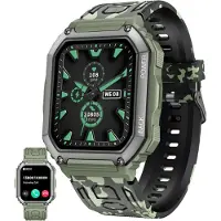 ZPIMY Herren Smartwatch mit Telefonfunktion, AMOLED 5ATM wasserdichte Fitness Taschenlampe Schrittzähler, Herzfrequenz, SpO2, Sportuhr, Aktivitätstracker