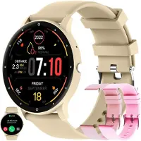 ZPIMY Damen Smartwatch mit Telefonfunktion, 5ATM wasserdicht, 123 Sportmodi, Fitnessuhr, Aktivitätstracker, 1,39 Zoll Touchscreen, für Android iOS (Gold)