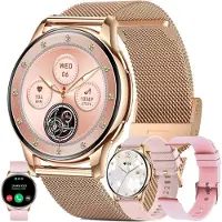 ZPIMY 1,32 Zoll AMOLED Damen Smartwatch mit Telefonfunktion, 5 ATM Fitnessuhr mit Schrittzähler Herzfrequenz SpO2, Schlafmonitor, Sportuhr Aktivitätstracker