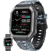 ZPIMY Herren Smartwatch mit Telefonfunktion, AMOLED 5ATM wasserdichte Fitness Taschenlampe Schrittzähler, Herzfrequenz, SpO2, Sportuhr, Aktivitätstracker