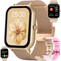 ZPIMY Fur Herren Damen mit Telefonfunktion, AMOLED 5ATM wasserdichte Fitness mit Schrittzähler, Herzfrequenz, SpO2, Schlafmonitor, 123 Sportmodi