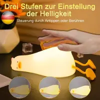 Wisam LED Nachtlicht Ente aus Silikon Wiederaufladbar mit Touch-Funktion