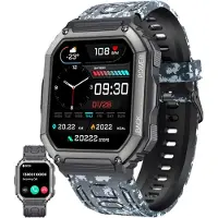 ZPIMY Smartwatch 1.1 Inch AMOLED, 5ATM Waterproof Fitness Tracker with Heart Rate, SpO2, Pedometer, Sports Modes for Android iOS