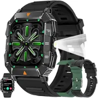 ZPIMY für Herren mit Telefonfunktion Taschenlampe, AMOLED 5ATM Fitnessuhr mit Schrittzähler, Herzfrequenz, Schlafmonitor, 123 Sportmodi Aktivitätstracker