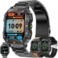 ZPIMY für Herren mit Telefonfunktion Taschenlampe, AMOLED 5ATM Fitnessuhr mit Schrittzähler, Herzfrequenz, Schlafmonitor, 123 Sportmodi Aktivitätstracker