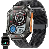 ZPIMY Fur Herren mit Telefonfunktion, 5ATM wasserdichte Fitnessuhr mit Schrittzähler Herzfrequenz, SpO2, Sportuhr Aktivitätstracker