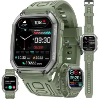 ZPIMY Herren Smartwatch mit Telefonfunktion, AMOLED 5ATM wasserdichte Fitness Taschenlampe Schrittzähler, Herzfrequenz, SpO2, Sportuhr, Aktivitätstracker
