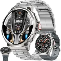 SGDDFIT Smartwatch Herren mit Telefonfunktion, 1,85" AMOLED Runder Großbildschirm mit Anrufe Fitnessuhr Herzfrequenzmonitor Schlafmonitor Android IOS