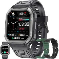 SGDDFIT für Herren mit Telefonfunktion, HD-Sportuhr Bluetooth-Anrufen, Fitnessuhr, Pulsmesser, Schrittzähler mit 3 Uhrenarmbändern