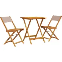 vidaXL 3-tlg. Bistro-Set Taupe Stoff und Massivholz