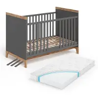 VitaliSpa Babybett Malia Grau/Artisan 70x140 cm mit Matratze, Model 58592