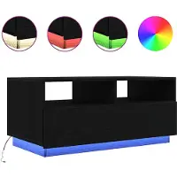 vidaXL Couchtisch mit LED-Leuchten Schwarz Eichen-Optik 90x49x40 cm