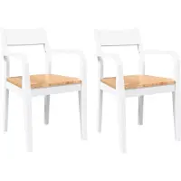 vidaXL Esszimmerstühle 2 Stk. Weiß Massivholz Gummibaum