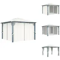 vidaXL Pavillon mit Vorhängen 300 x 300 cm Creme Aluminium - Pavillons & Partyzelte
