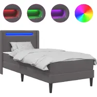 vidaXL Bettgestell mit Matratze Grau 100 x 200 cm Kunstleder