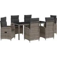vidaXL Outdoortisch-Set 7 pcs Hellgrau und Dunkelgrau 190 x 90 x 75 cm