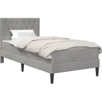vidaXL Bettgestell mit Matratze mit Kopfteil Hellgrau 90 x 190 cm Samt