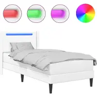vidaXL Bettgestell mit Matratze Weiß 100 x 200 cm Kunstleder