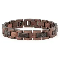 Holzkern Armband für Herren Edelstahl mit Holz Marked Walnuss/Kupferfarben