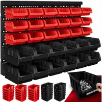 Monzana Werkzeugwand 101575, schwarz, aus Kunststoff, Schlitzwand mit 30 Boxen, 64 x 38 cm