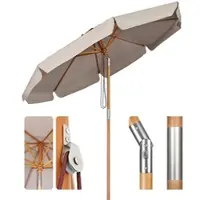 Sekey Sonnenschirm Holz Balkonschirm Rund Marktschirm Ø 300cm Knickbar Terrasse Gartenschirm, Taupe