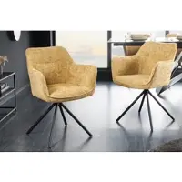 Riess Stuhl VERONA senfgelb schwarz Strukturstoff Metallbeine mit Armlehne drehbar