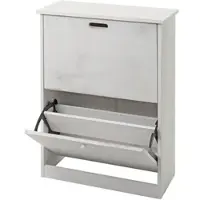 Décoshop26 - Schuhschrank 81x60x25 cm MDF weiß Used-Look 04_0005895 04_0005895