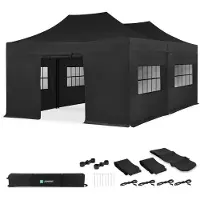 Vonroc Partyzelt – 6 × 4,5 m – Premium Easy-Up Partyzelt | Set inkl. 2× Zelt, Seitenwände und Verbindungskit – Schwarz